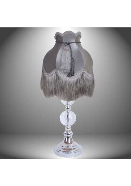 Gri Renk Kadife Abajur Yatak Odası Gümüş Kristal Ayak Vintage AB0898 fiyatları