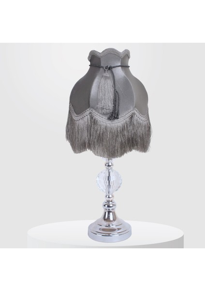 Gri Renk Kadife Abajur Yatak Odası Gümüş Kristal Ayak Vintage AB0898 modelleri