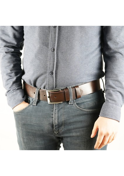 Parscraft Hakiki Manda Derisi Erkek Kemer 4,5 cm Kahverengi Kot Pantolon Spor Kemer modelleri