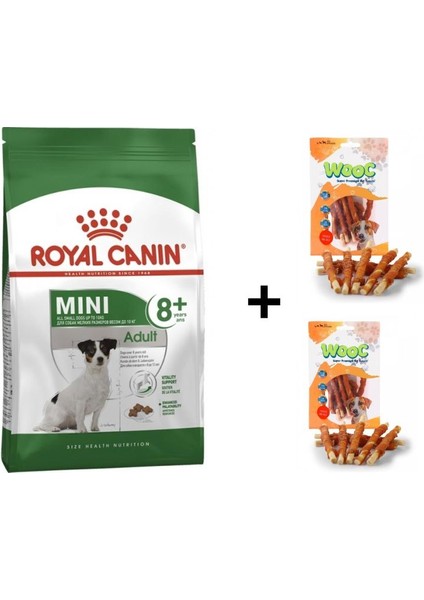 Mini Adult +8 Yaş Yaşlı Köpek Maması 2 kg + 2 Adet Wooc Ödül 80 gr