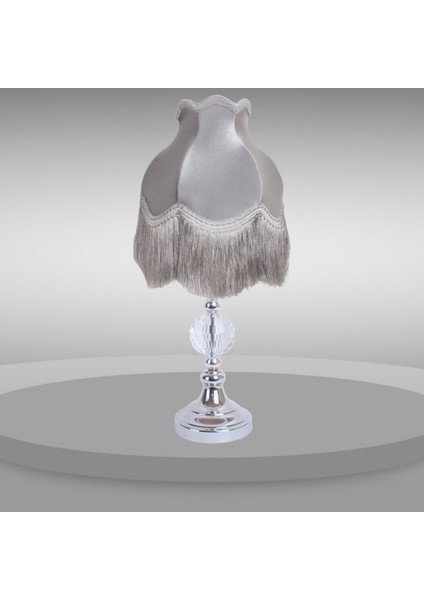 Gri Renk Kadife Abajur Yatak Odası Gümüş Kristal Ayak Nina Vintage AB0898 fiyatları