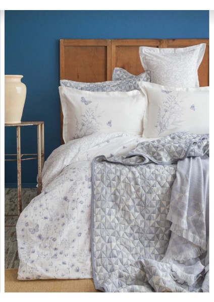 Çift Kişilik Yatak Örtülü Nevresim Set Liberty Indigo