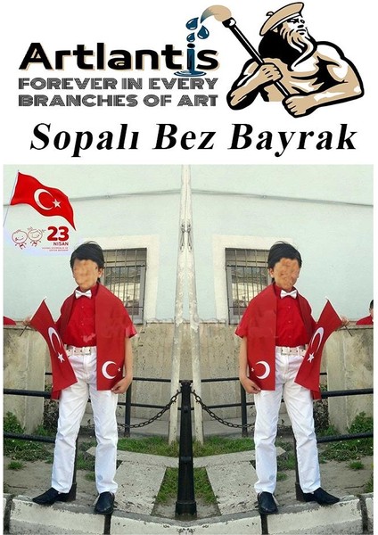 Sopalı Bez Bayrak 20X30 cm 1 Adet Saplı Bayrak Ay Yıldız Plastik Çıtalı 20*30 Bez Bayrak Mill Bayram Kutlama