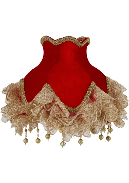 Kadife Kaplı El Yapımı Klasik Model Kırmızı Abajur Vintage Şapka