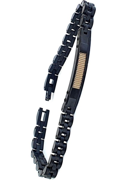 Siyah Rodajli Lüks 316L Anti Alerjik Cerrahi Çelik Lüks Erkek Bileklik