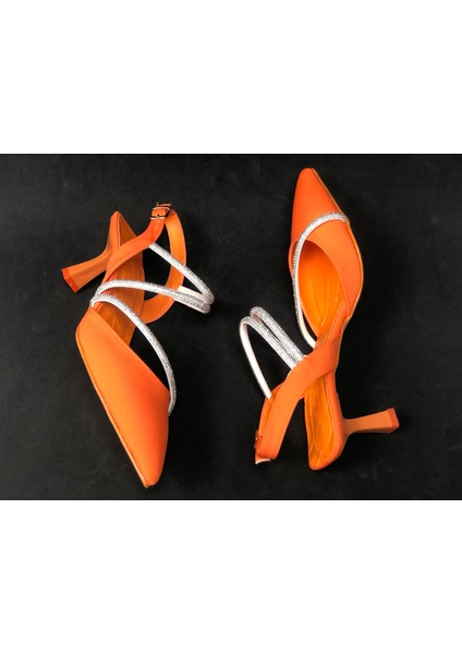 Önü Kapalı Arkası Açık Taşlı Saten 7 Cm. Kitten Topuk Bayan Abiye Ayakkabı fiyatları