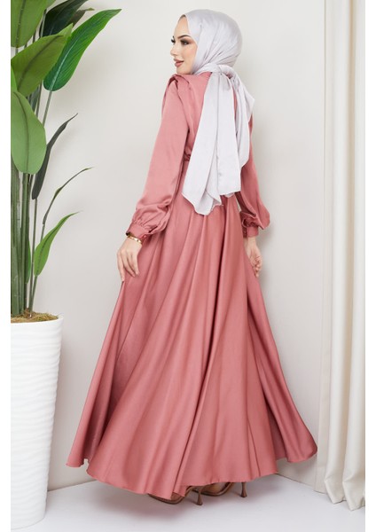 Gül Kurusu Omuz Drapeli Saten Abiye fırsatları