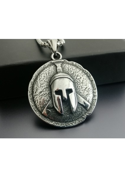 Paslanmaz Çelik Sparta Kralı Leonidas Mask Kolye / Spartan Savaşçı Erkek Kolye