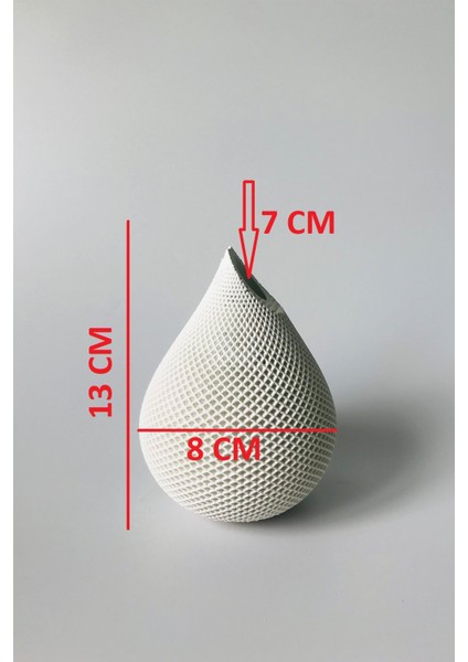 Dekoratif Damla Tasarım Vazo 13 cm -Beyaz