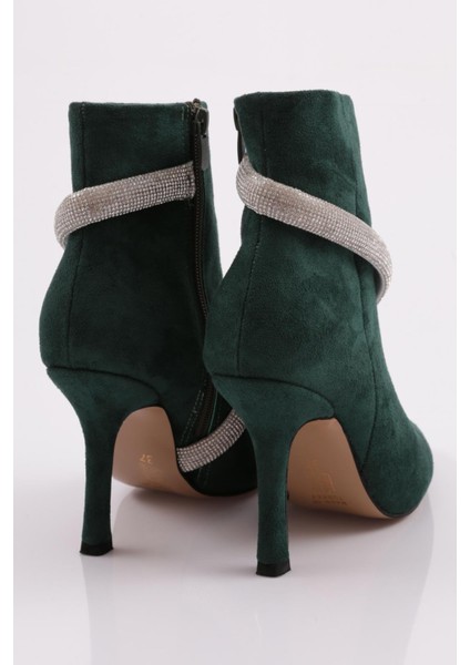 5726-424 Bilekten Çarpraz Silver Taşli Zincir Edtayli Kadin Topuklu Bot modelleri