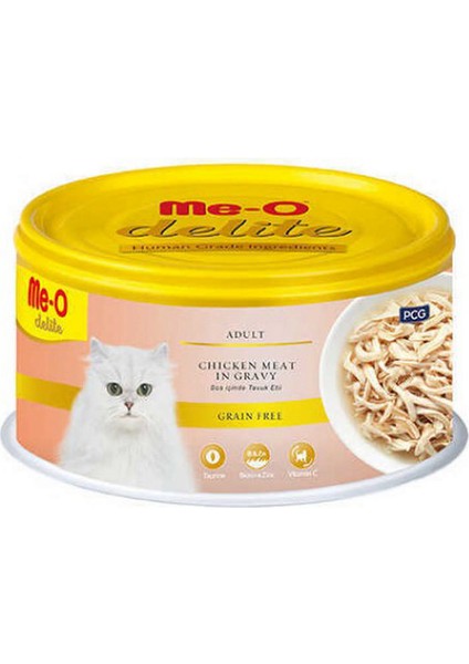 TR5CCN0580 Me-O Delite Tavuk Etli Kedi Konserve Yaş Mama 80GR (24 Adet)