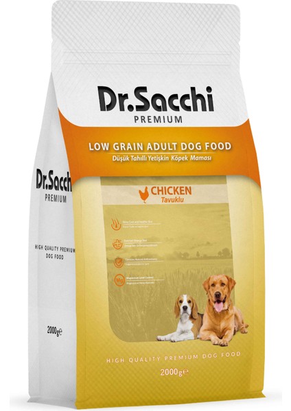 Dr.sacchi Premium Düşük Tahıllı Tavuklu Yetişkin Köpek Maması 2 kg