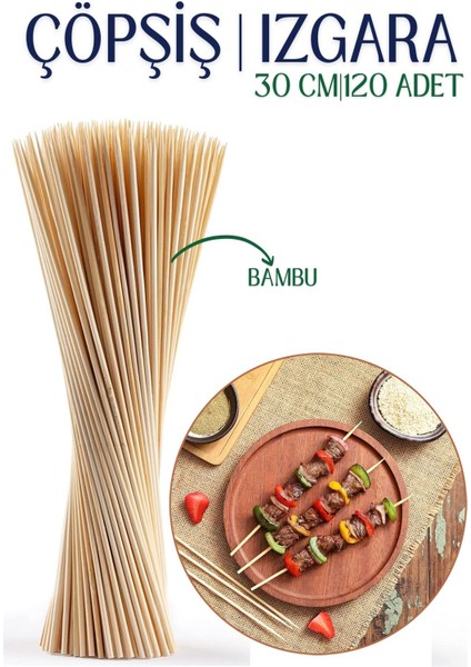 Izgara Çöp Şiş Çubukları 30 cm Bambu 120 Adet 718643
