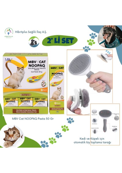 Noopaq Cat Pasta 50 gr + Kedi ve Köpek Otomatik Tüy Toplama Tarağı 2 Li Set