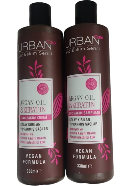 Urban Saç Bakım Serisi Argan Oil & Keratin Seti Sette  1 Adet Argan Oil Şampuan 330 ml + 1 Adetargan Oil & Keratin Saç Bakım Kremi 30 ml