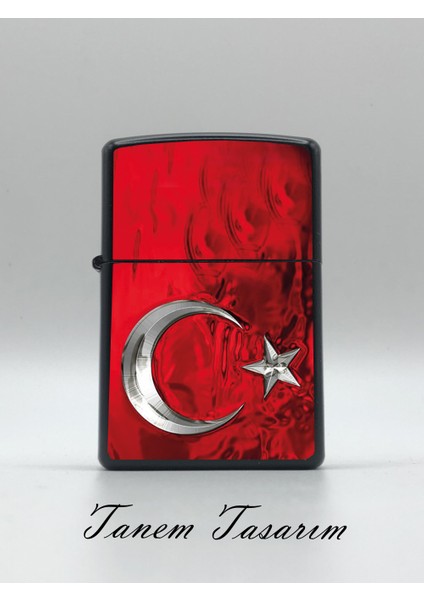Türk Bayrağı - Benzinli Metal Çakmak Uv Baskı