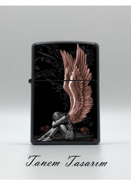 Angel - Benzinli Metal Çakmak Uv Baskı