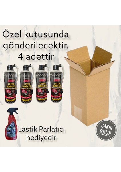 Çakır Grup Lastik Şişirme Hızlı Tamir Kiti 4 Adet ve Lastik Parlatıcı Hediyeli