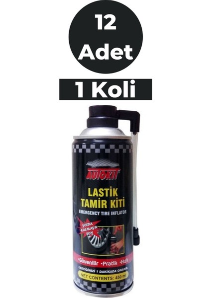 Çakır Grup Lastik Tamir Spreyi Lastik Tamir Kiti 450 ml x 12 Adet (1 Koli)