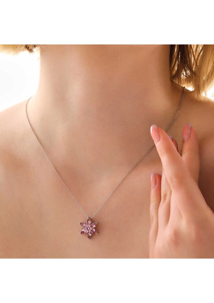 Gümüş Pembe Lotus Çiçeği Kolye fiyatları