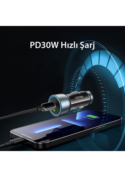 Y49 30W Pd Type-C ve 18W USB Içi Gözüken Araç Çakmaklık Şarj Aleti fırsatları