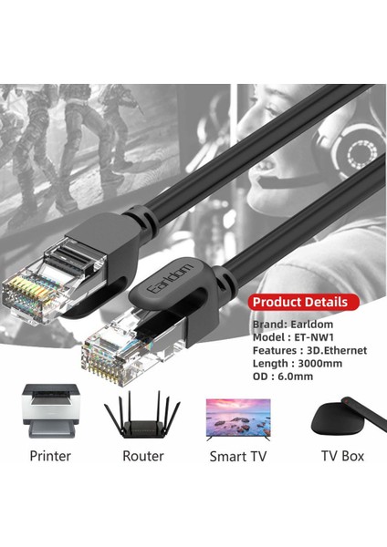 Nw1 Cat6 3mt Lan Ethernet Kablosu Network Kablosu