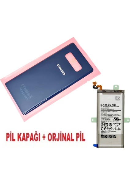 Samsung Galaxy Note 8 Arka Pil Batarya Kapağı + Pil (Cam) Lacivert