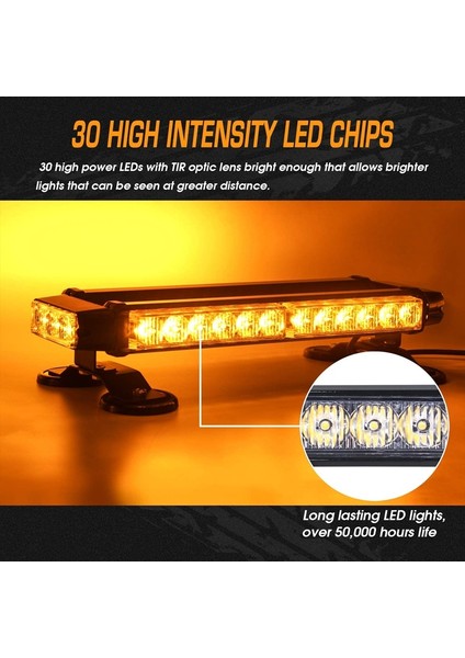 Çakar Lamba Çift Taraflı 30 LED Sarı-Sarı 12-24V / LAPA524