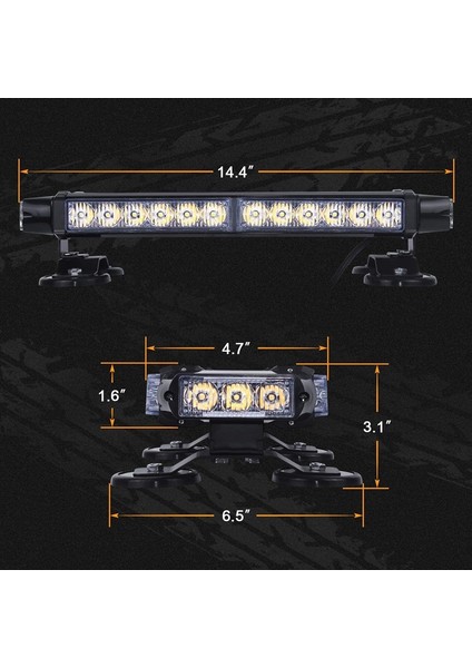 Çakar Lamba Çift Taraflı 30 LED Sarı-Sarı 12-24V / LAPA524