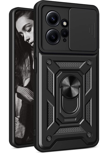 Xiaomi Redmi Note 12 4g Kılıf Ultra Korumalı Yüzüklü Manyetik Sürgülü Vega Kapak