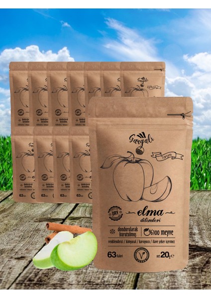 Dondurularak Kurutulmuş Tarçınlı Elma Dilim Kurusu 15'li (Freeze Dried Meyve Cipsi)
