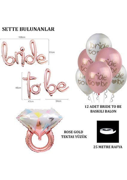 Bride To Be Balon Set; Baskılı Balon, Folyo ve Tek Taş Yüzük fiyatları