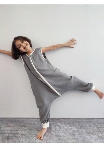 Yazlık Kolsuz Müslin Bebek Çocuk Uyku Tulumu %100 Pamuk Müslin Kumaş