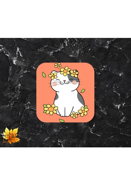 Sevimli Kedi Baskılı Özel Tasarım Baskılı Mdf Kare Bardak Altlığı