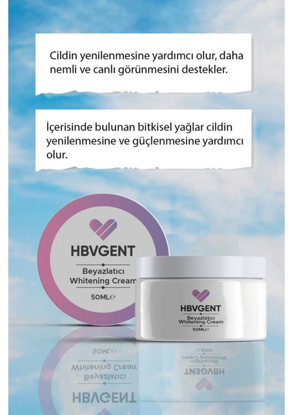 Hbvgent Cilt Tonu Eşitleyici Whitening Cream 50 ml