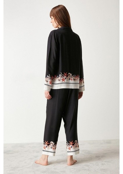 Uzun Kol Önden Düğmeli Kadın Pijama Takım W402 fırsatları