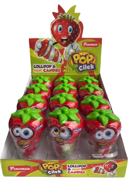 Pop Çilek Şeker - Lollipop & Mini Candies (12'li) fırsatları