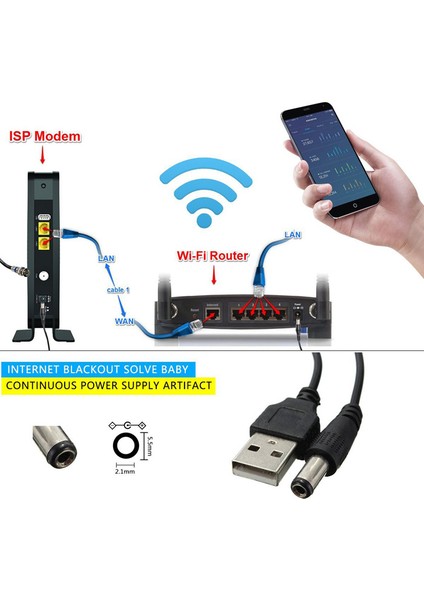 USB Barrel Jack Voltaj Yükseltici (Giriş 5V, Çıkış 12V) - 5V To 12V Kablolu Step Up