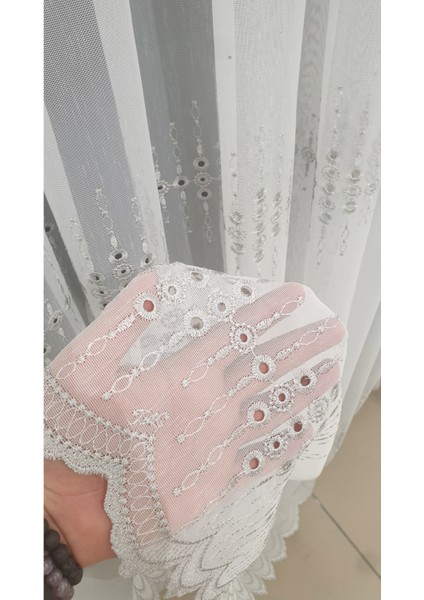 Guarnic Gri Gümüş Silver Işlemeli Desen 3 Kat Pileli Modeltasarım Modern Tarz Ütü Istemez Tül fiyatları