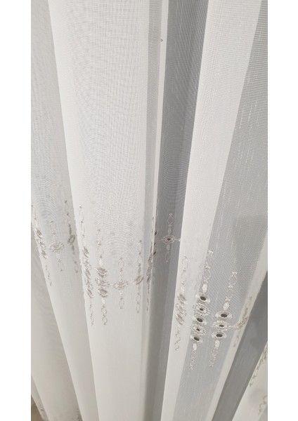 Guarnic Gri Gümüş Silver Işlemeli Desen 3 Kat Pileli Modeltasarım Modern Tarz Ütü Istemez Tül fırsatları