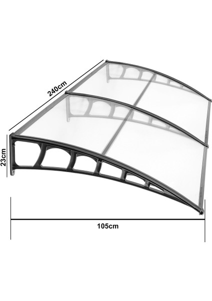 Lupın Kapı Pencere Üstü Pratik Sundurma 105X240 - Siyah