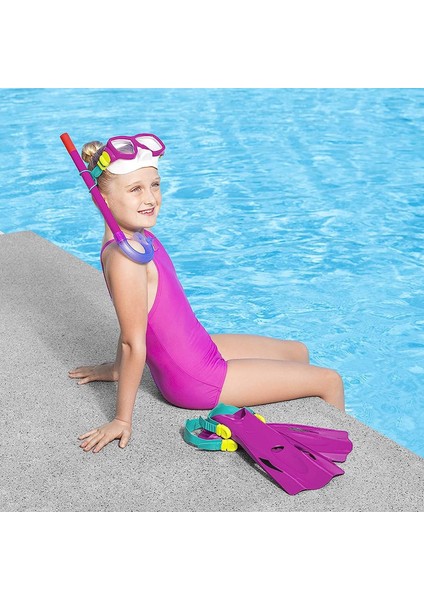 Deniz Gözlüklü Şnorkel ve Palet 3 Ü 1 Arada Dalış Seti Pembe 7 Yaş ve Üzeri fırsatları