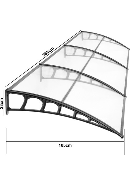 Lupın Kapı Pencere Üstü Pratik Sundurma 105X360 - Şeffaf