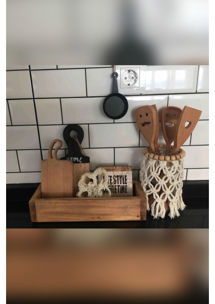 Ahşap Kutu, Dekoratif Kutu, Çok Amaçlı Mutfak Banyo Düzenleyici Organizer, Yağdanlık