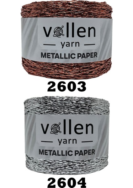 Vollen Yarn Premium Metalik Kagıt Ip,parlak Çanta İPI,250 Gr,polyester Ip,metalik Bükümlü Ip,supla