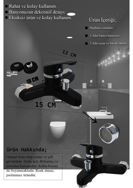 Irmak Siyah Banyo - Lavabo - Mutfak Bataryaları Musluk Armatür Robot Duş Aksesuar Lavabo Duş Takımı