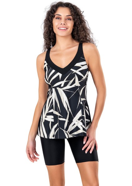 Kadın Lacivert Geometrik Desenli Tankini Takımı fırsatları