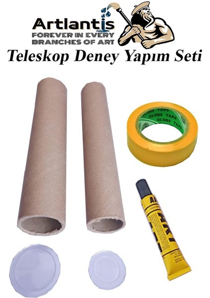 Basit Teleskop Yapım Seti 1 Paket Teleskop Deney Seti Silindir Karton Mercek Okul Sınıf Etkinlik