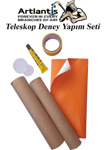 Basit Teleskop Yapım Seti 1 Paket Teleskop Deney Seti Silindir Karton Mercek Okul Sınıf Etkinlik