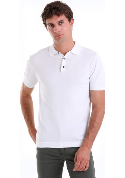 Beyaz Comfort Fit Düz Polo Yaka Rayon Tişört fırsatları